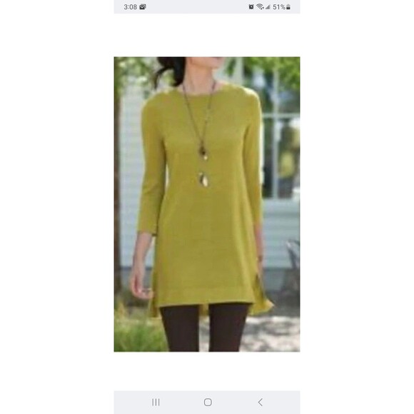 J. Jill merino wool tunic sweater M moss green minimalist classic Lagenlook - Picture 1 of 10